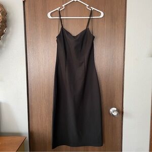 Elegant Black Spaghetti Strap Ribbed Dress